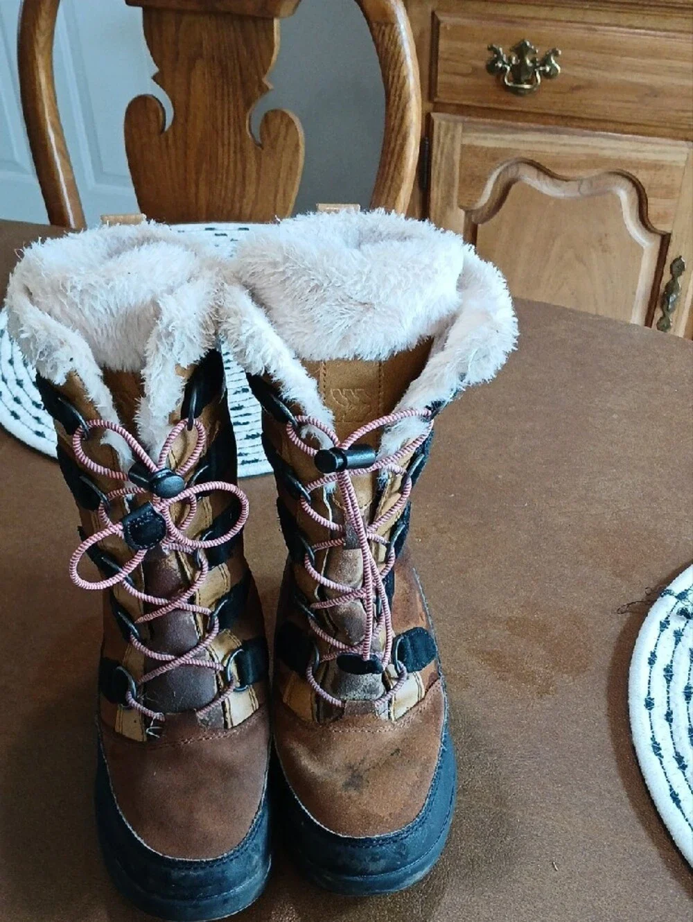 Kids Faux-Fur Lined Brown Tan Winter Boots